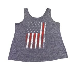 Made In The USA Shirt Women's Medium Patriotic American Flag Tank Top Gray